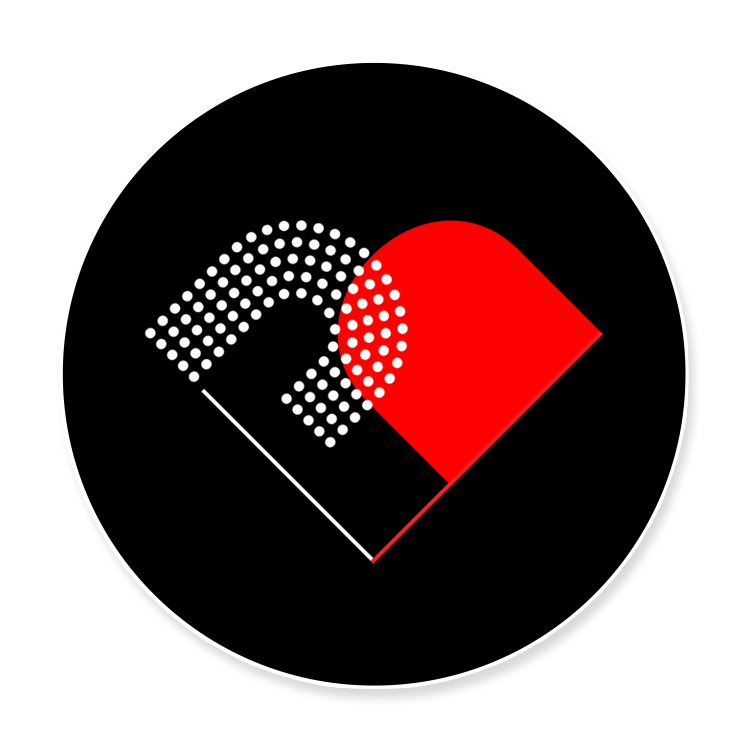 Herz-Logo auf schwarzem Kreis