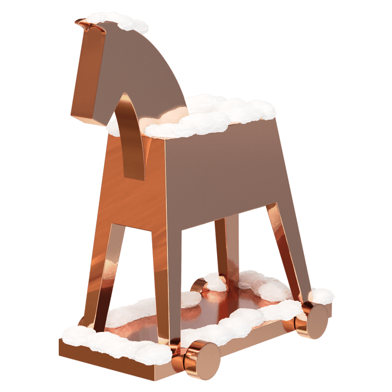 Jung von Matt Logo als metallernes 3D-Pferd