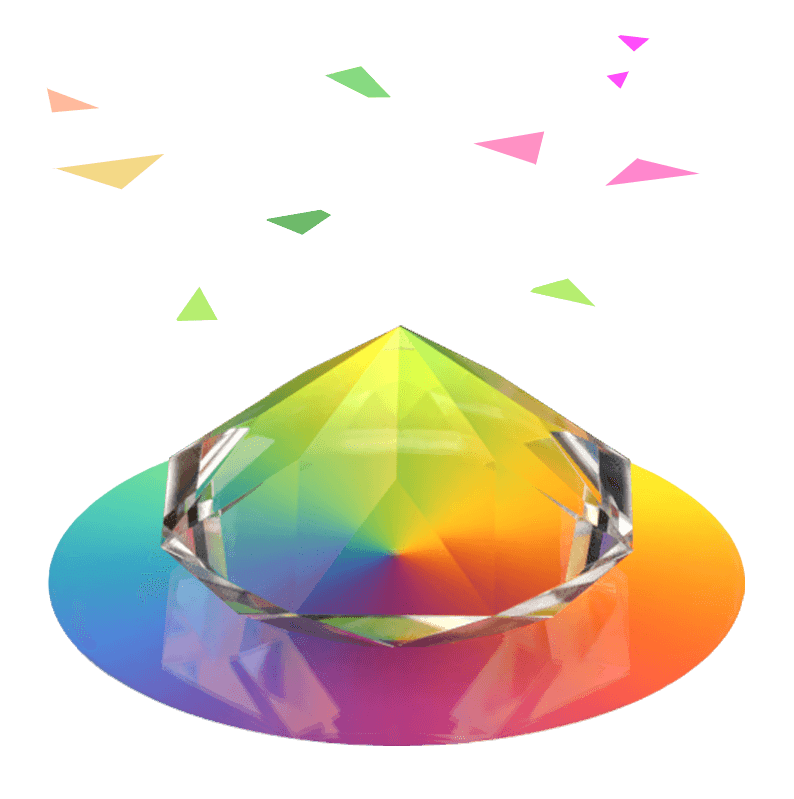Glas-Diamant auf Regenbogenkreis