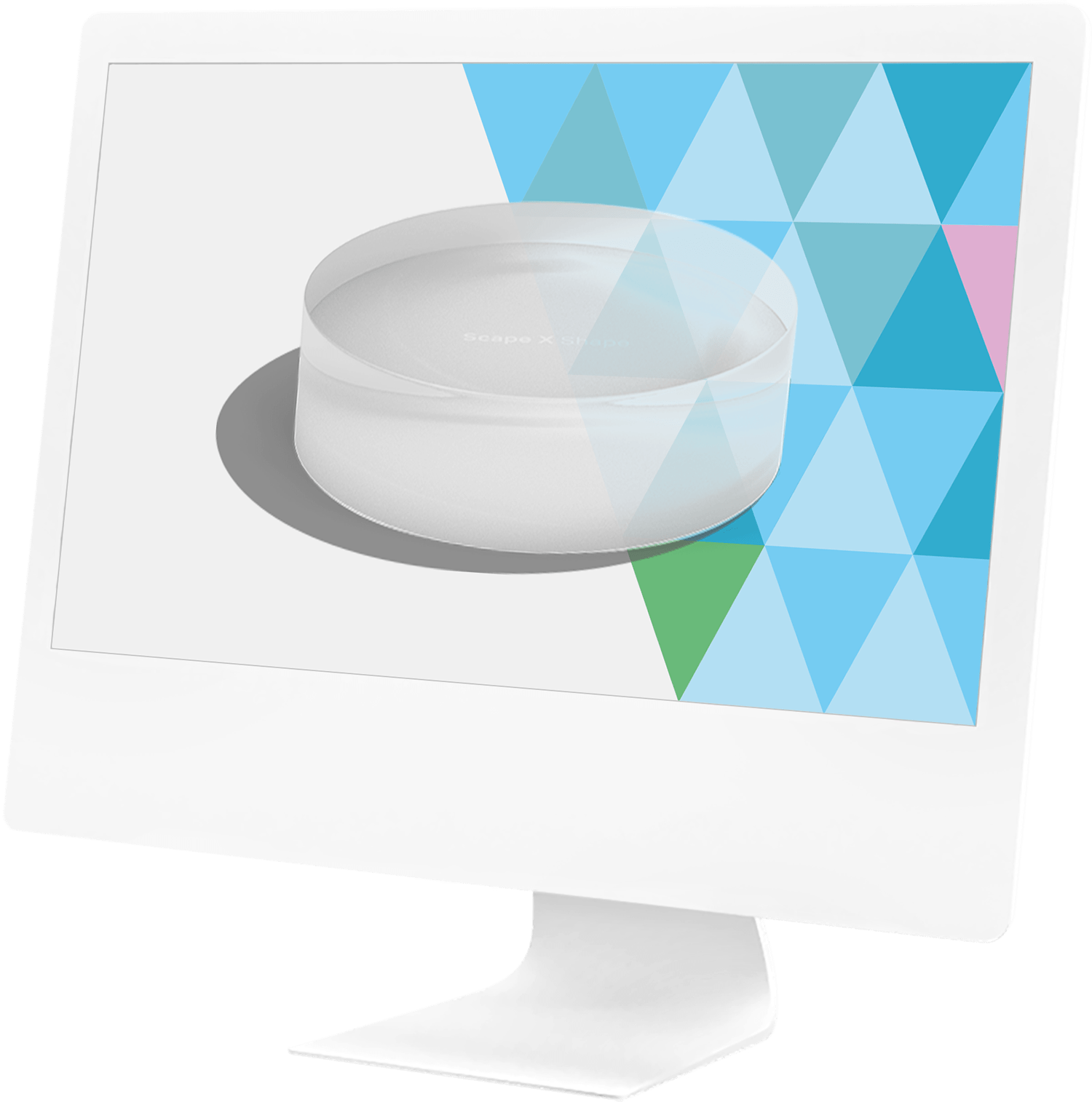 iMc-Mockup mit transparentem Token und bunten Dreiecken