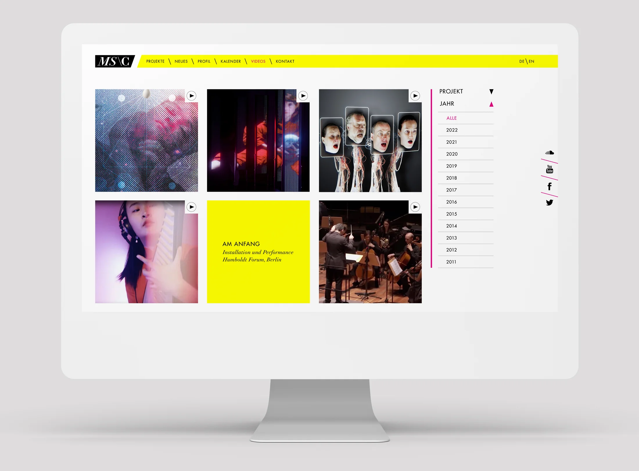 Marc Sinan Website Mediathek iMac Mockup