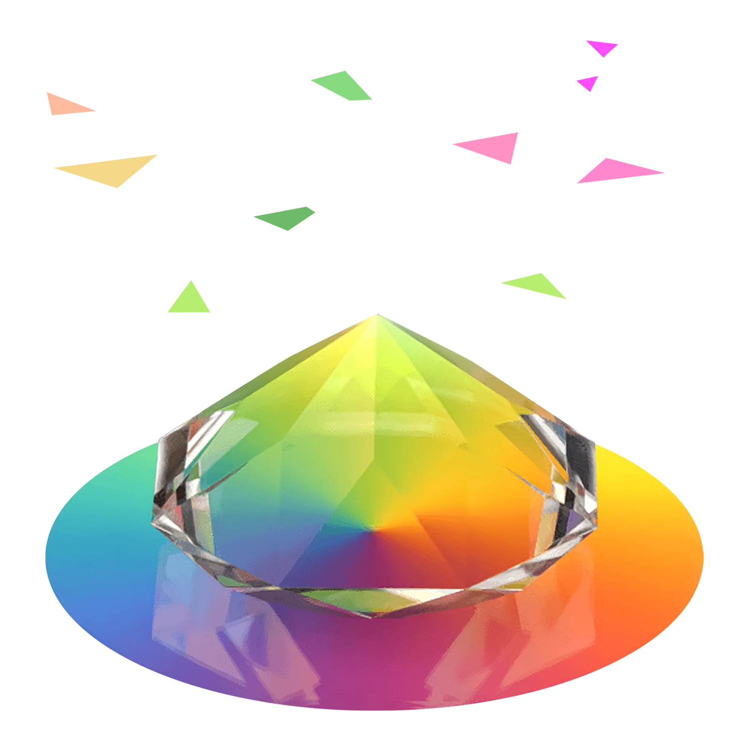 Glas-Diamant auf Regenbogenkreis