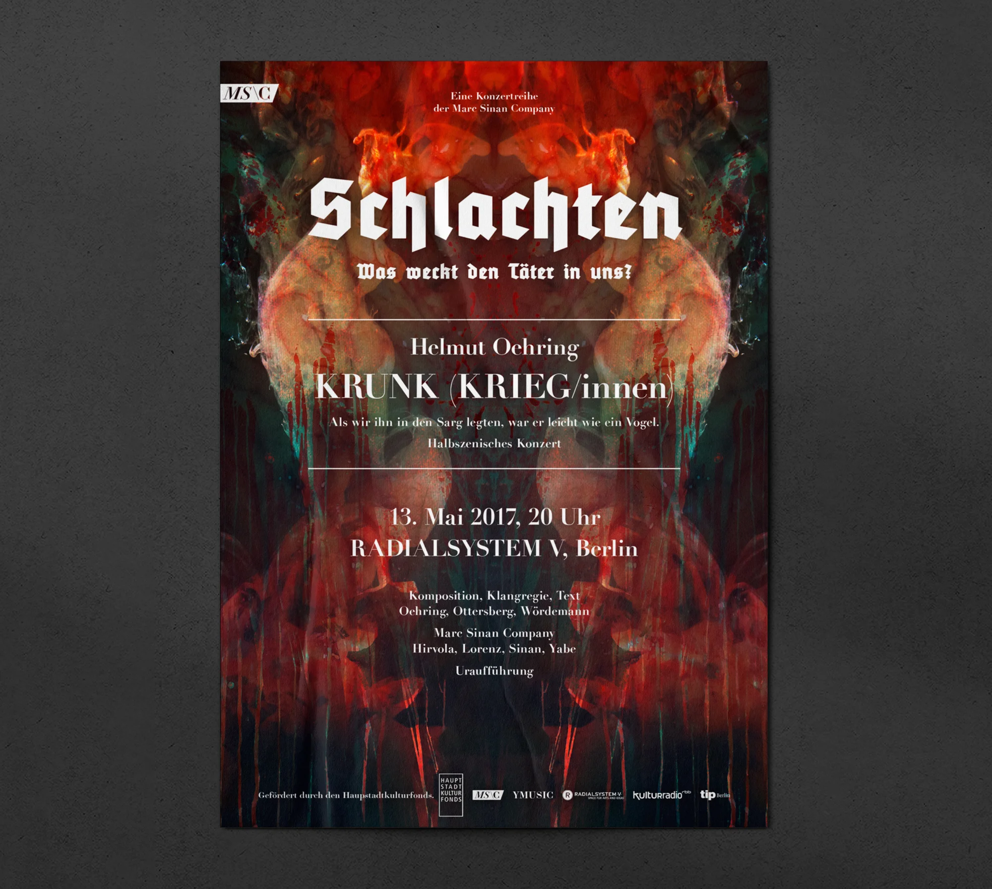 Marc Sinan – Schlachten: Poster Krieginnen mit abstrakten Innereien und Blut gespiegelt