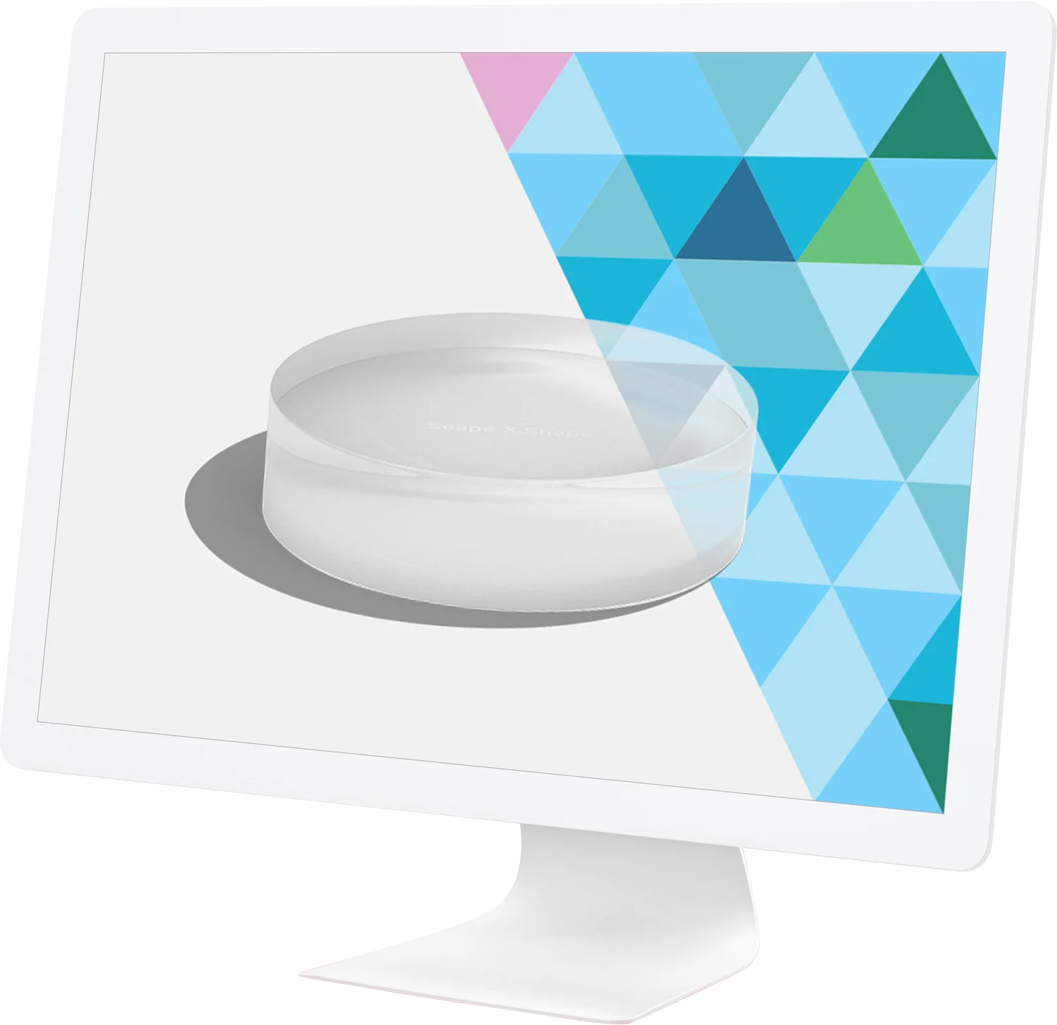 iMc-Mockup mit transparentem Token und bunten Dreiecken